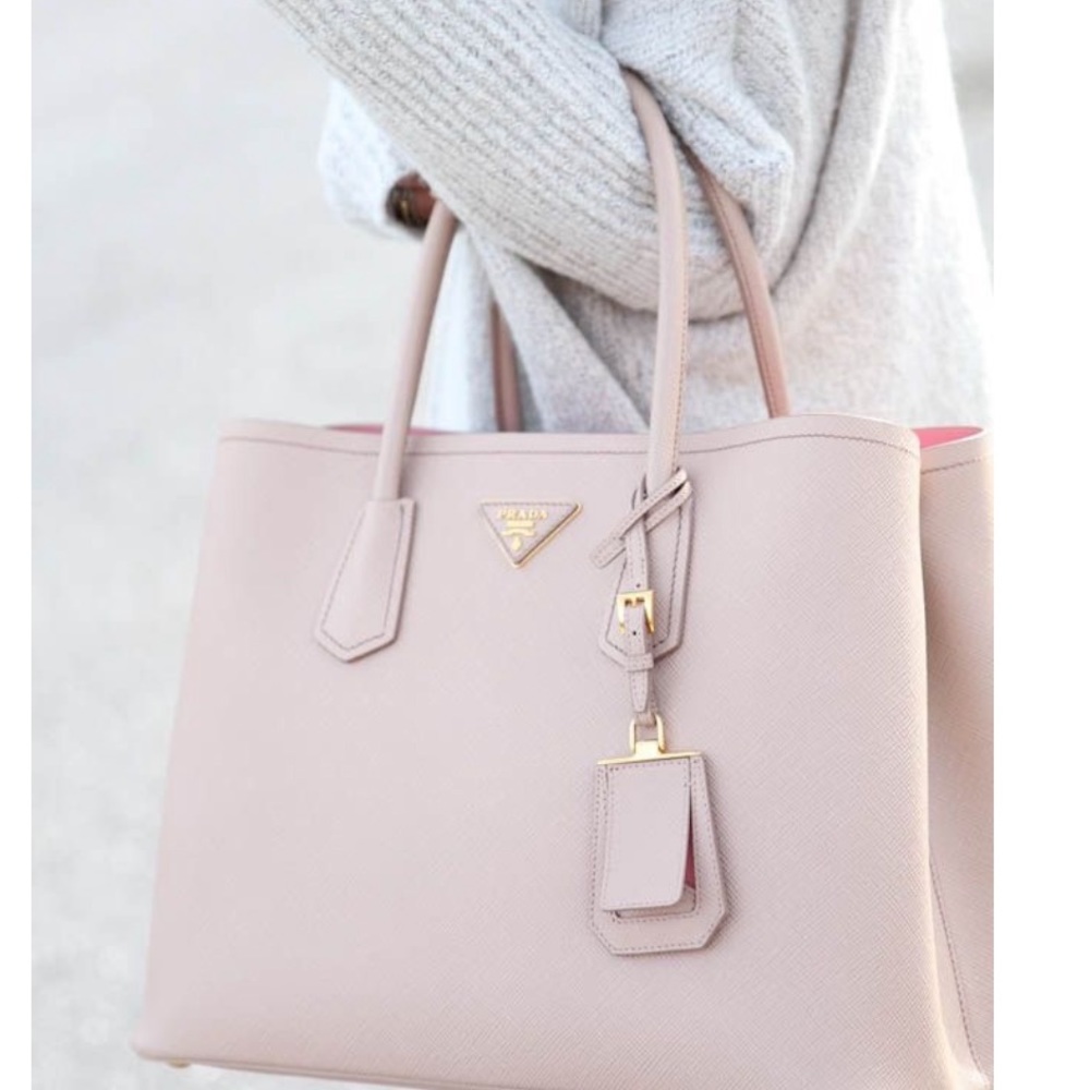 Prada Cuir Double Bag Cammeo/Rosa
